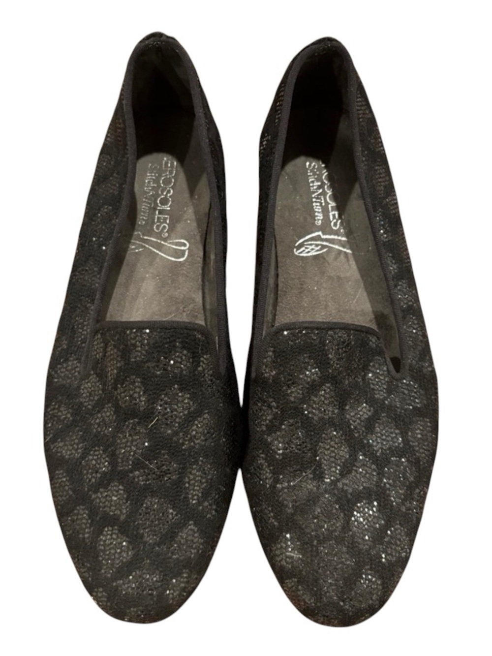 Aerosoles Betunia Slip-On Sparkly Black Leopard Print Loafers, womenβs size 8